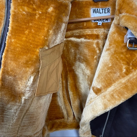 New Walter baker Eduardo faux fur trim leather jacket - Picture 7 of 16